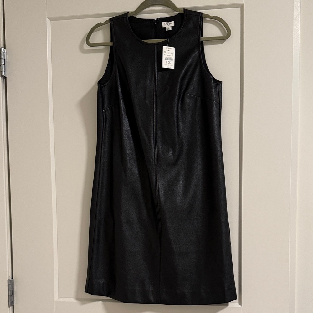 J. Crew Black Sleeveless Leather Mini Dress